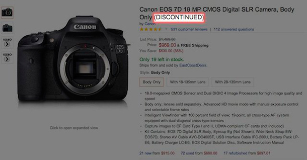 Прекращено производство камеры Canon 7D