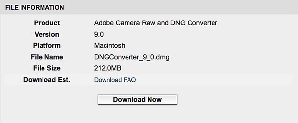 adobe dng converter for mac os 10.9.5