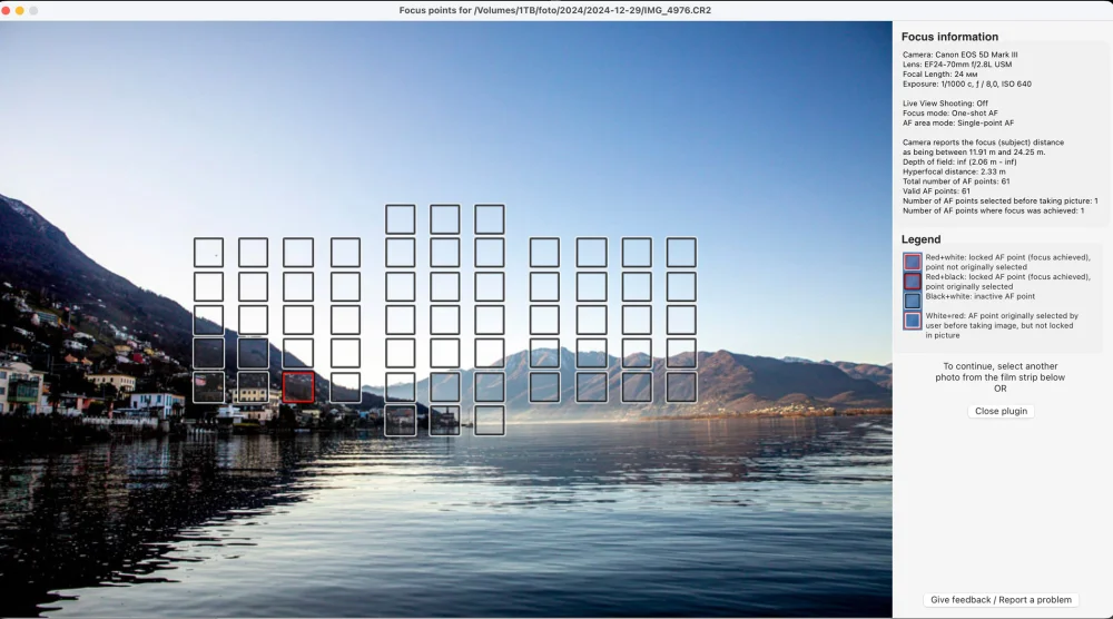 Плагин для Lightroom - Show Focus Points показывает точку фокусировки