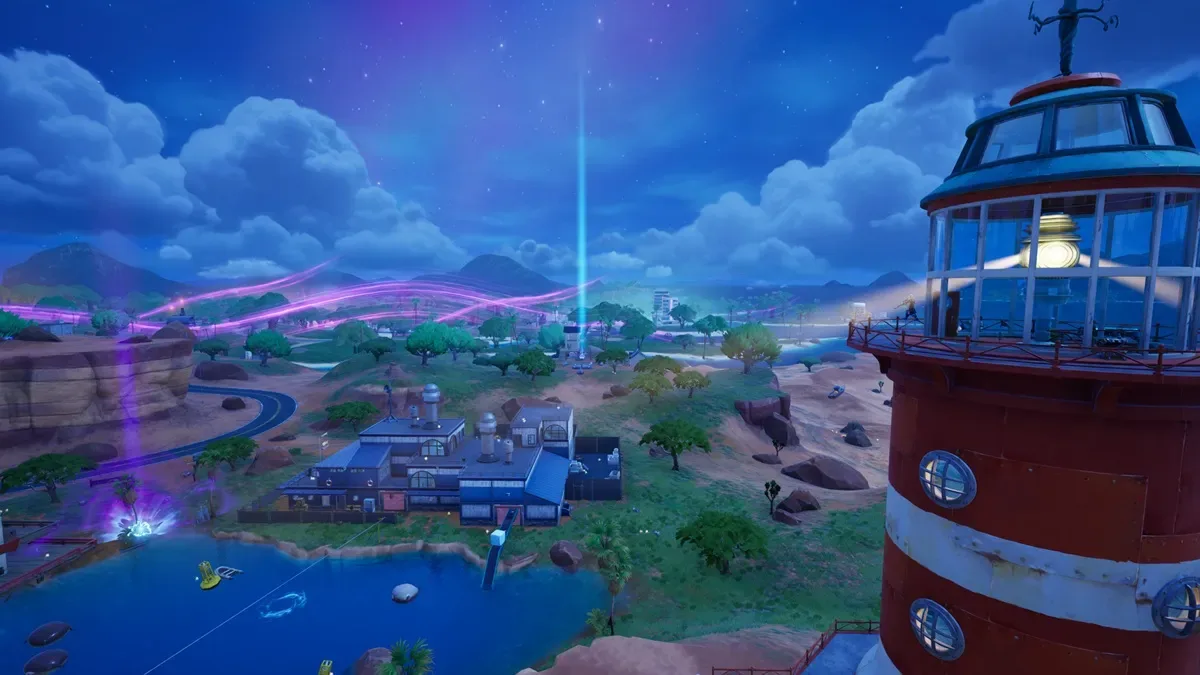 Player Standing Atop Lighthouse Looking At Rare Chest