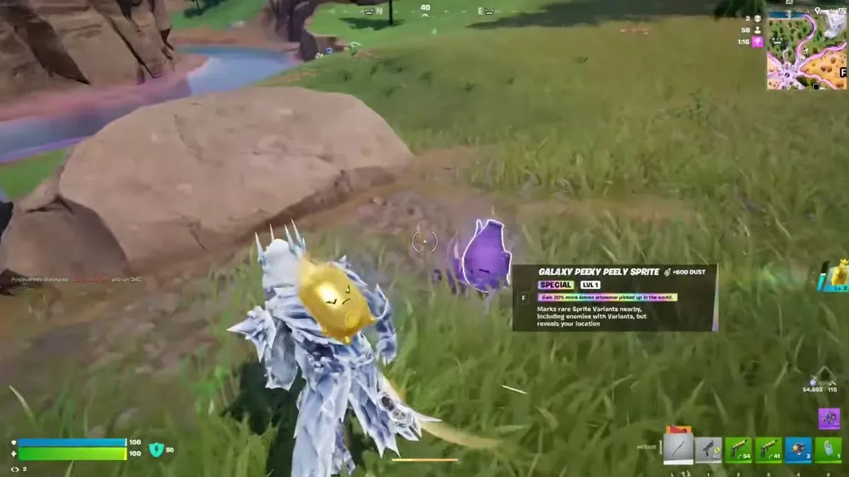 Player with a Galaxy Peely Sprite in Fortnite