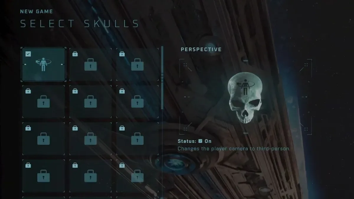 Selecting the Perspective skull in Halo Campaign Evolved