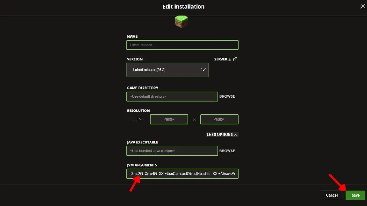 How to allocate more RAM to Minecraft in official launcher