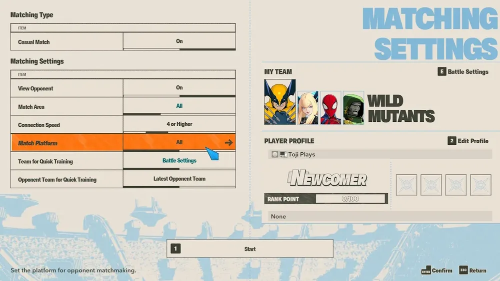Enabling crossplay in Marvel Tokon