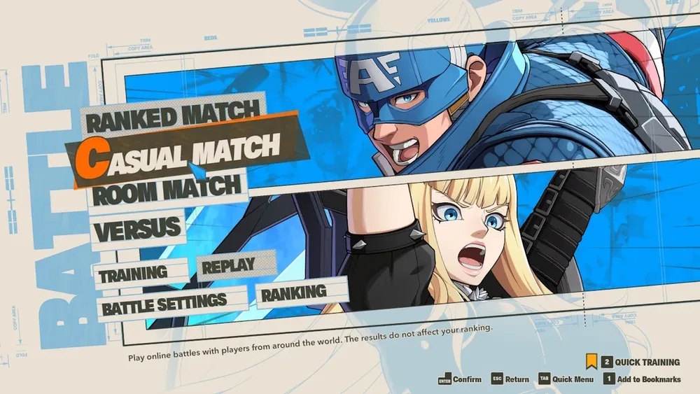 Selecting Casual Match in Marvel Tokon