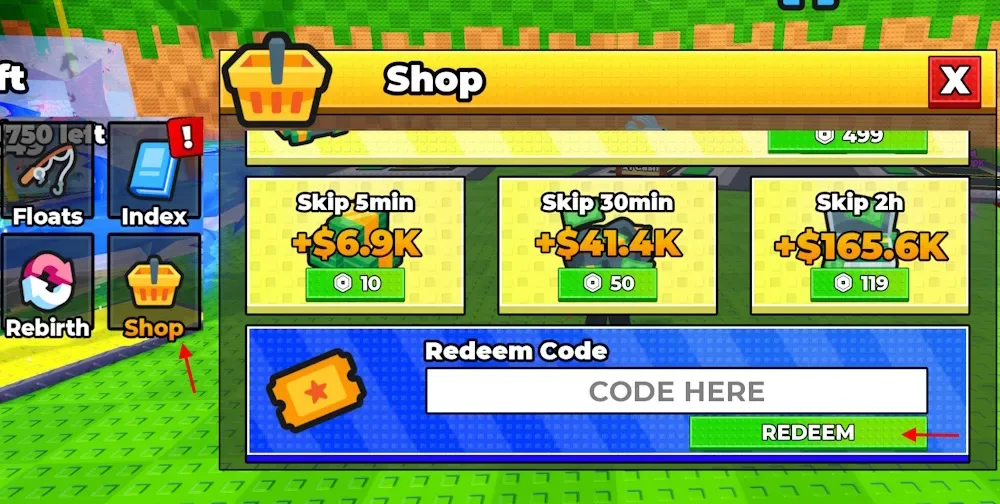 Pull a Lucky Fish Codes redeem section