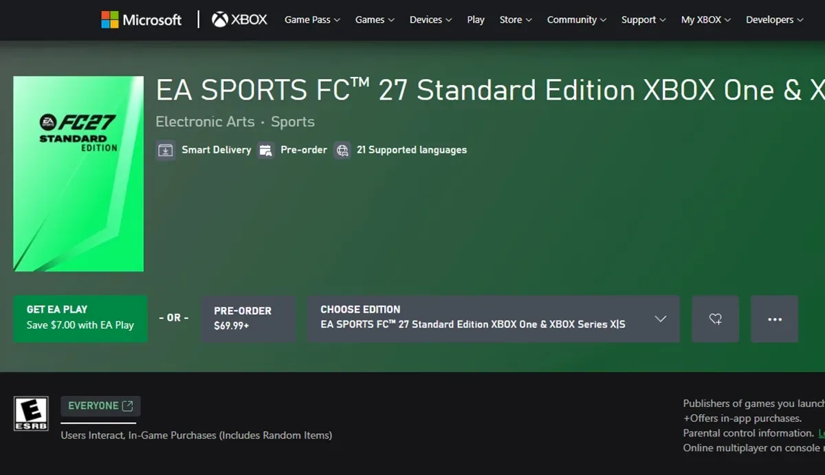 EA FC 27 Xbox pre-order
