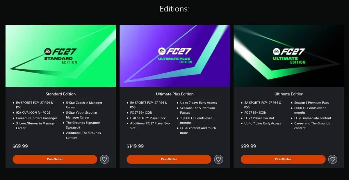 EA FC 27 editions