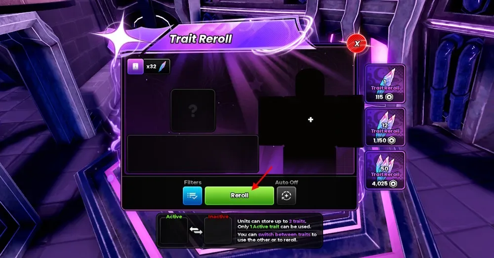 Trait Reroll in Anime Origins