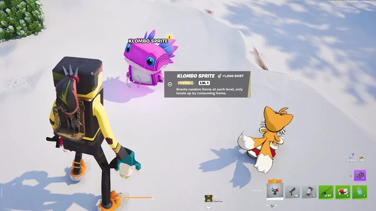 Klombo Sprite in Fortnite in snowy region