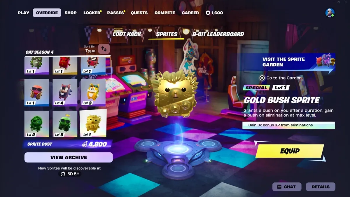 Gold Bush Sprite in Fortnite