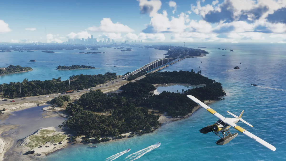 A Crop Duster flying through Leonida Keys, which is showcased in the newest GTA 6 build leak.