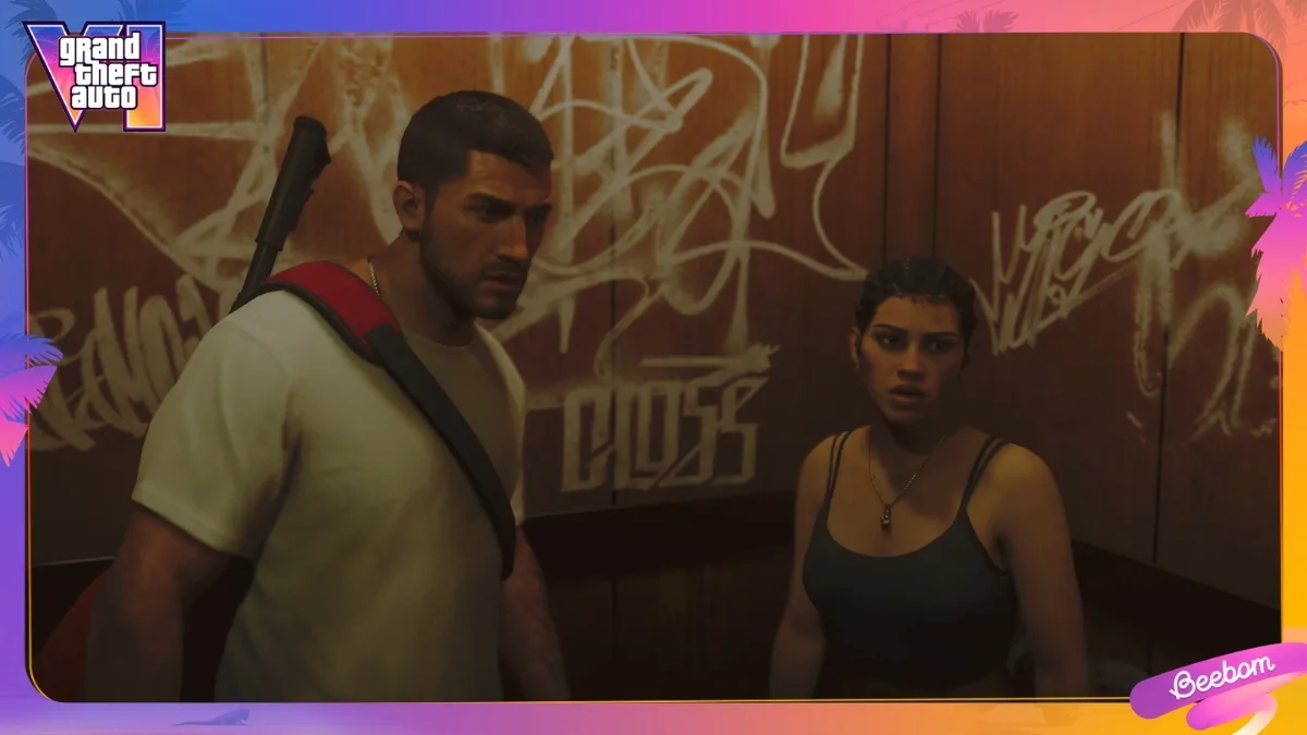 Jason and Lucia in an elevator in GTA 6