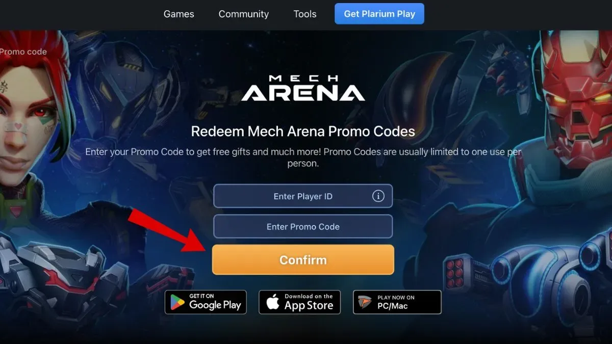 Mech Arena Code Redemption Website