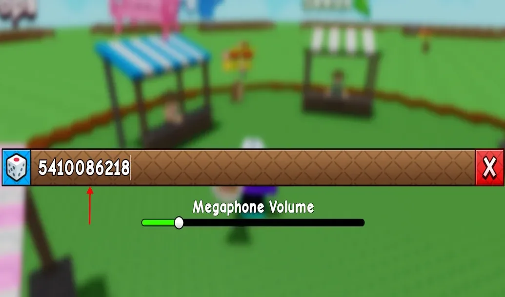 Megaphone code song ID configure button in GAG 2