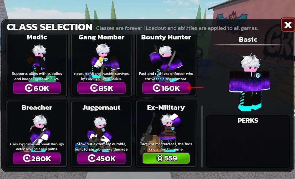 Unlock Classes option in Runaways