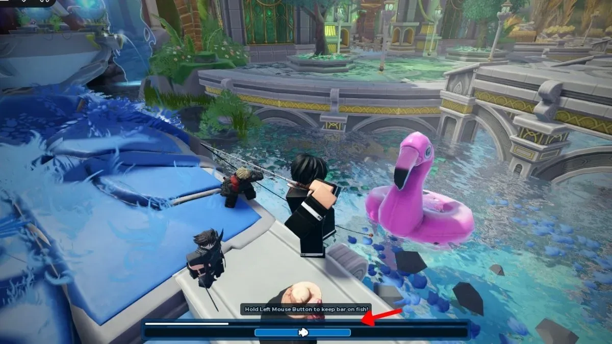 Align the progress bar mini-game to fish