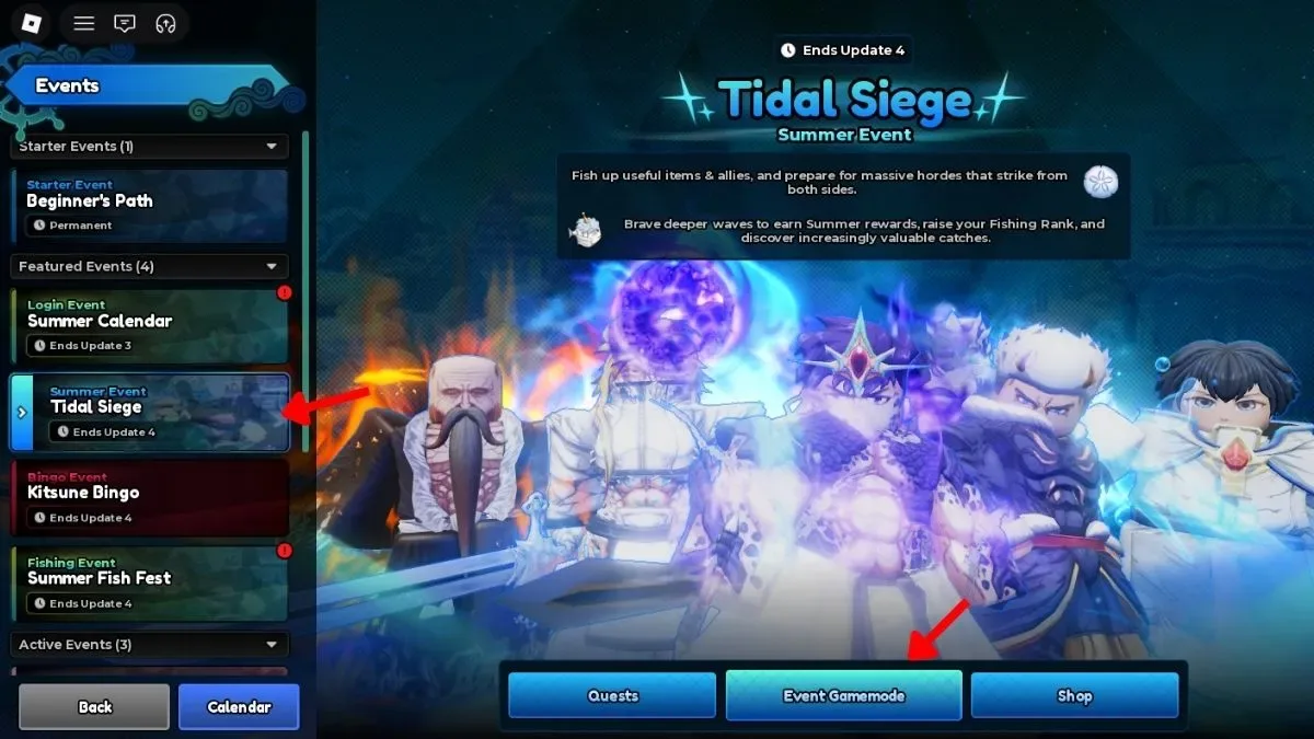 click on the event page to access the tidal siege event