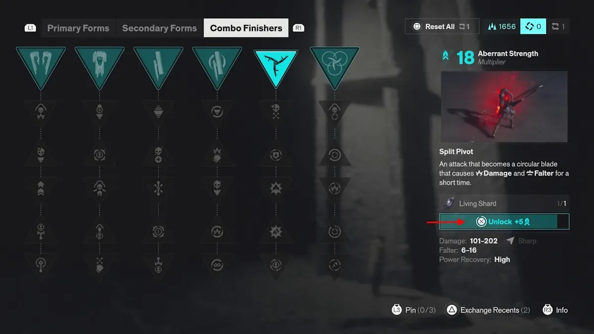 Unlock finishers in Control Resonant