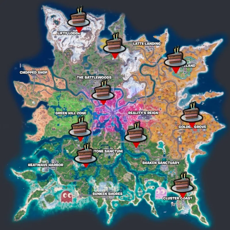 Fortnite birthday cake locations chapter 7 season 4