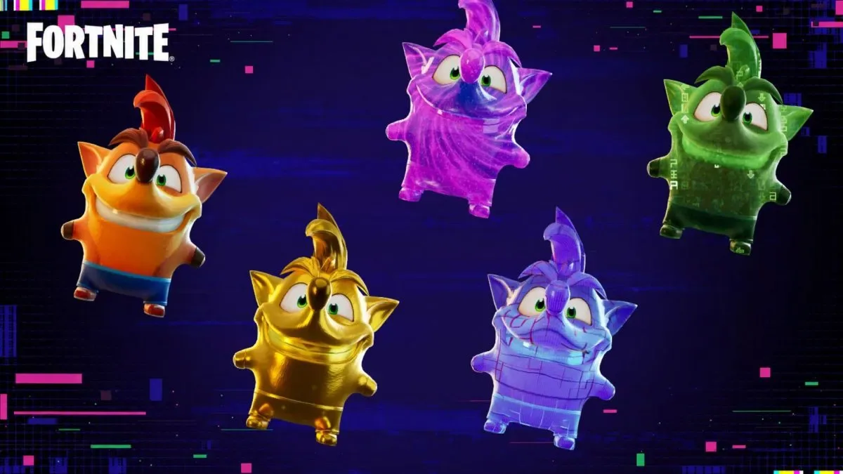 Crash Bandicoot Sprite variants in Fortnite