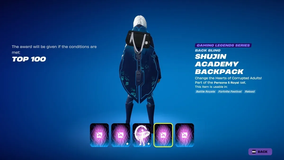 Shujin Academy Backpack Fortnite Back Bling