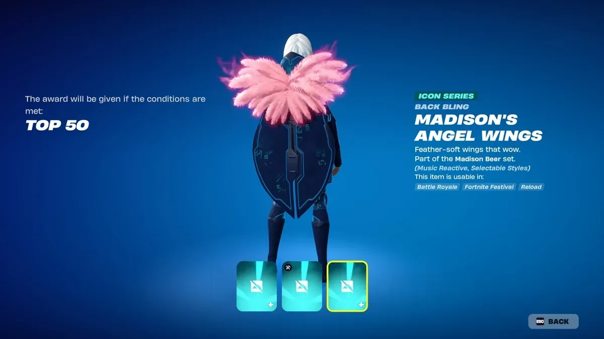 Madison's Angel Wings Back Bling in Fortnite