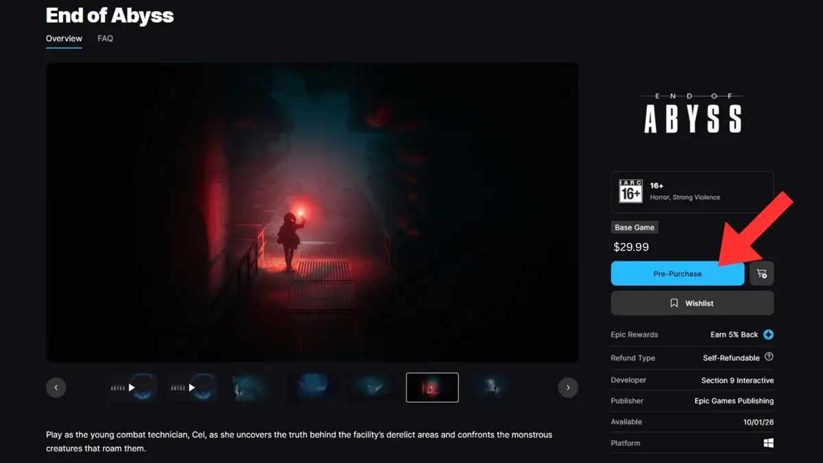 End of Abyss in Epic Games Store