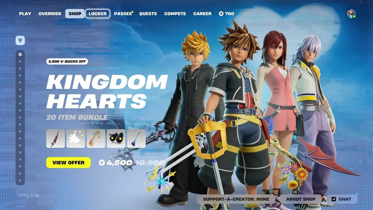 Kingdom Hearts Bundle in Fortnite