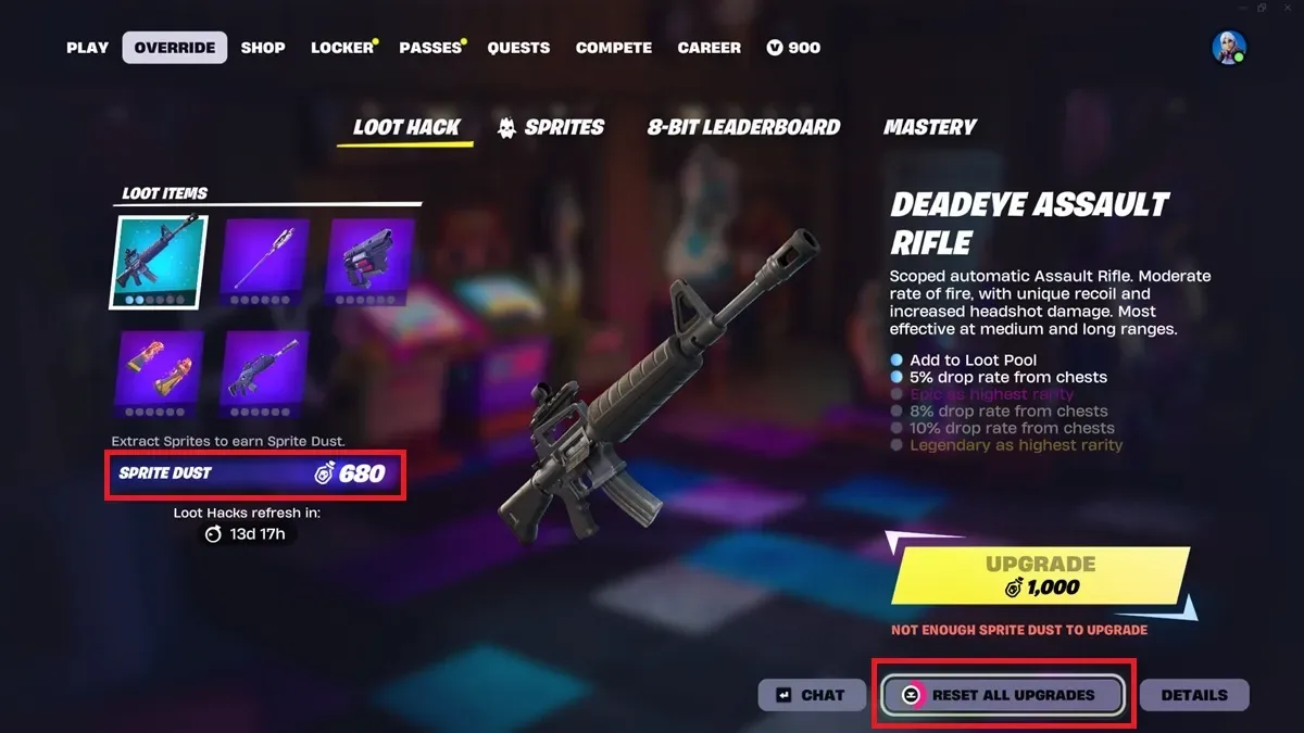 Reset Fortnite Loot Hack