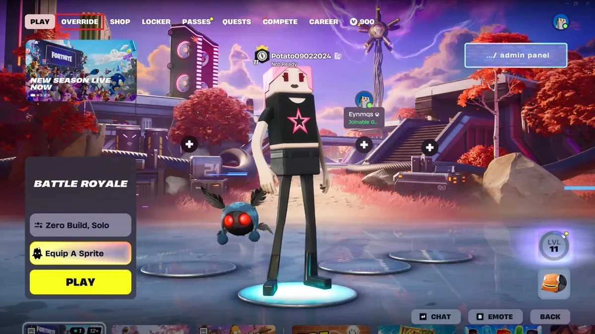 Fortnite Override Main Lobby