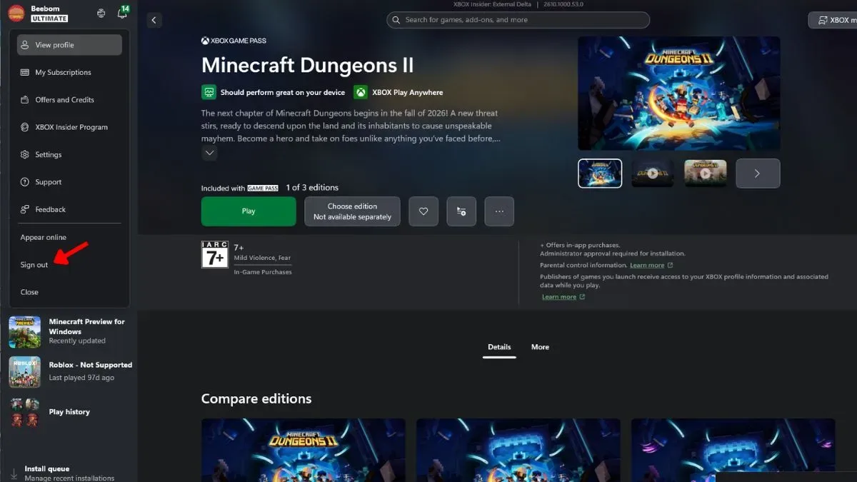 Sign in to the Xbox App
