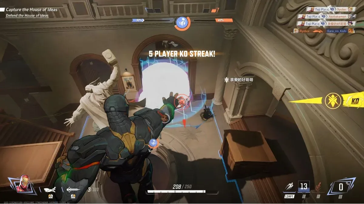 Ulting as Iron Man in Marvel Rivals God Quarry Map
