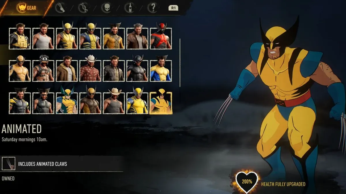 Animated suit in Marvel's Wolverine