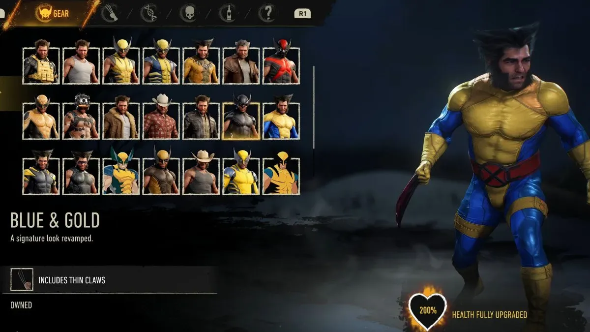 Blue and Gold suit in Marvel's Wolverine