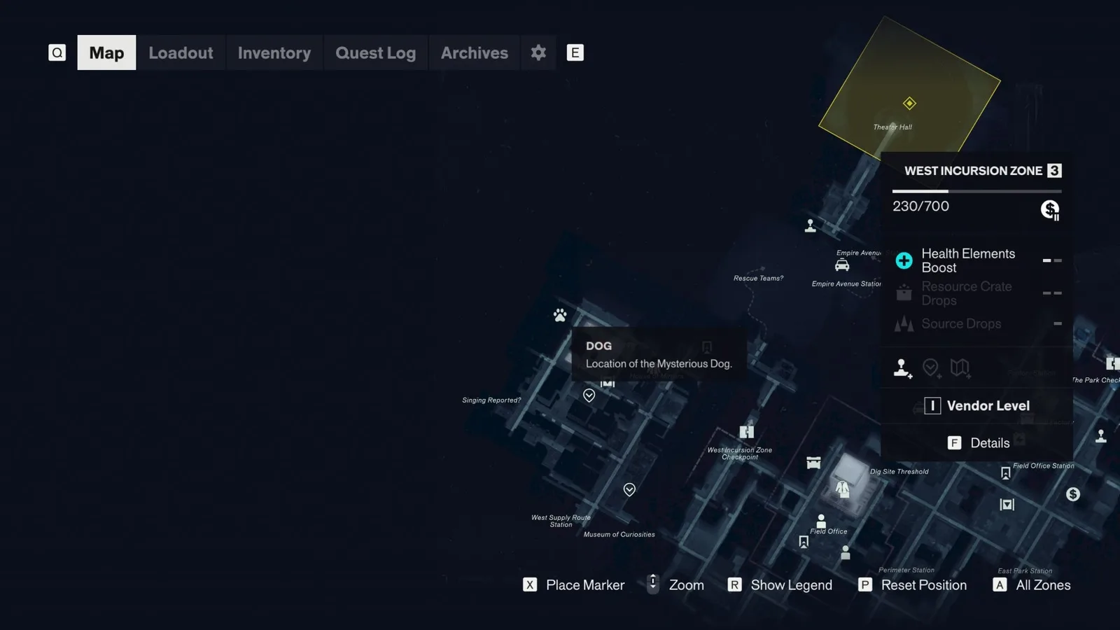 The Mysterious Dog location in the West Incursion Zone in Control Resonant