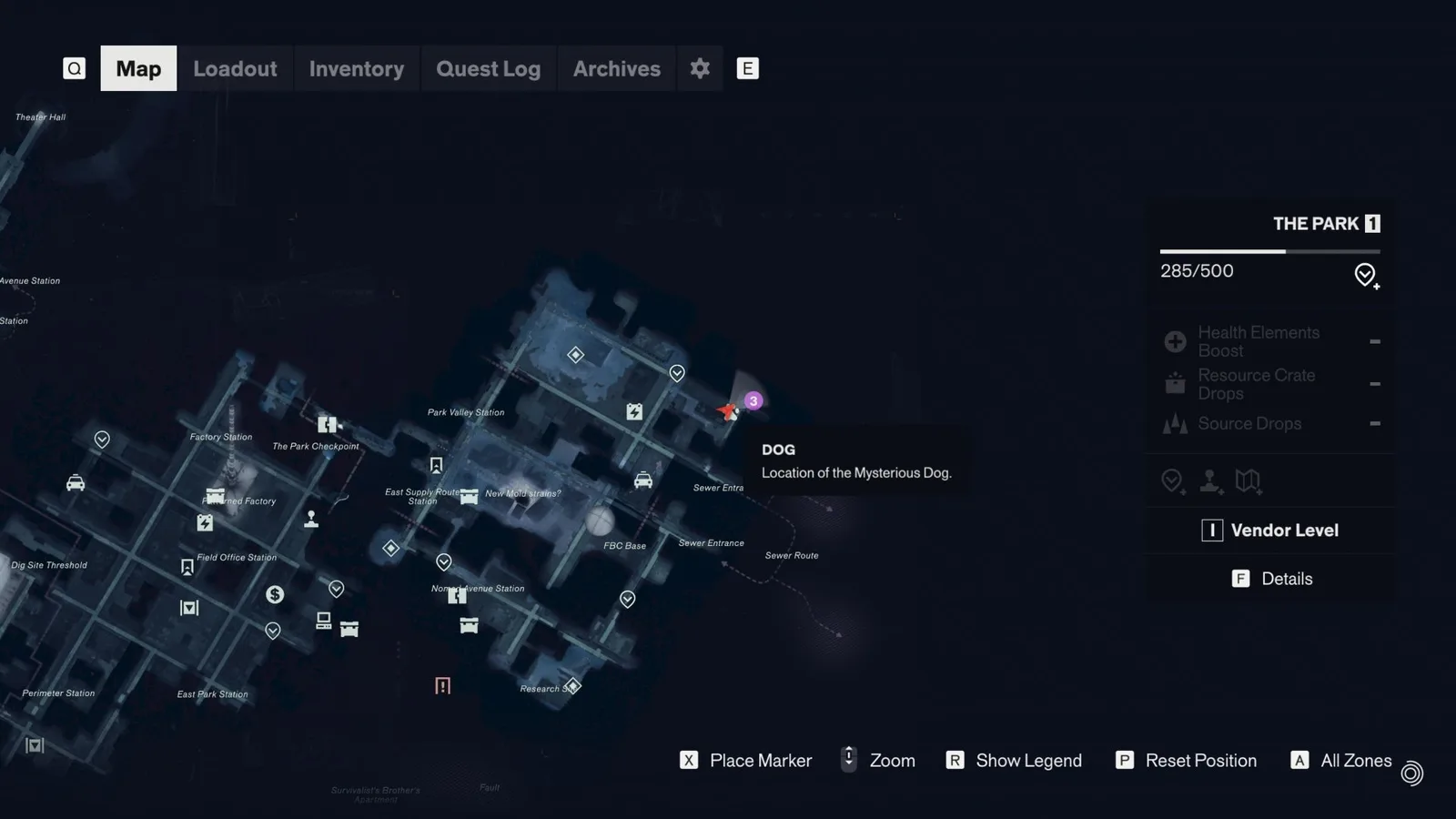 The Mysterious Dog location in The Park in Control Resonant