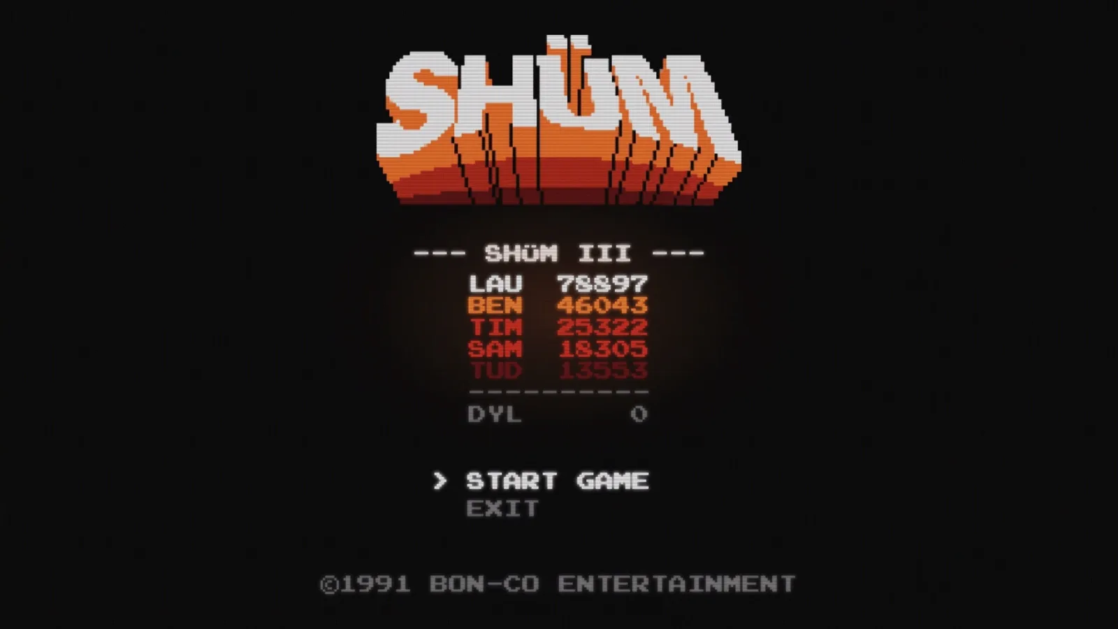 The start menu for a game of SHUM in Control Resonant