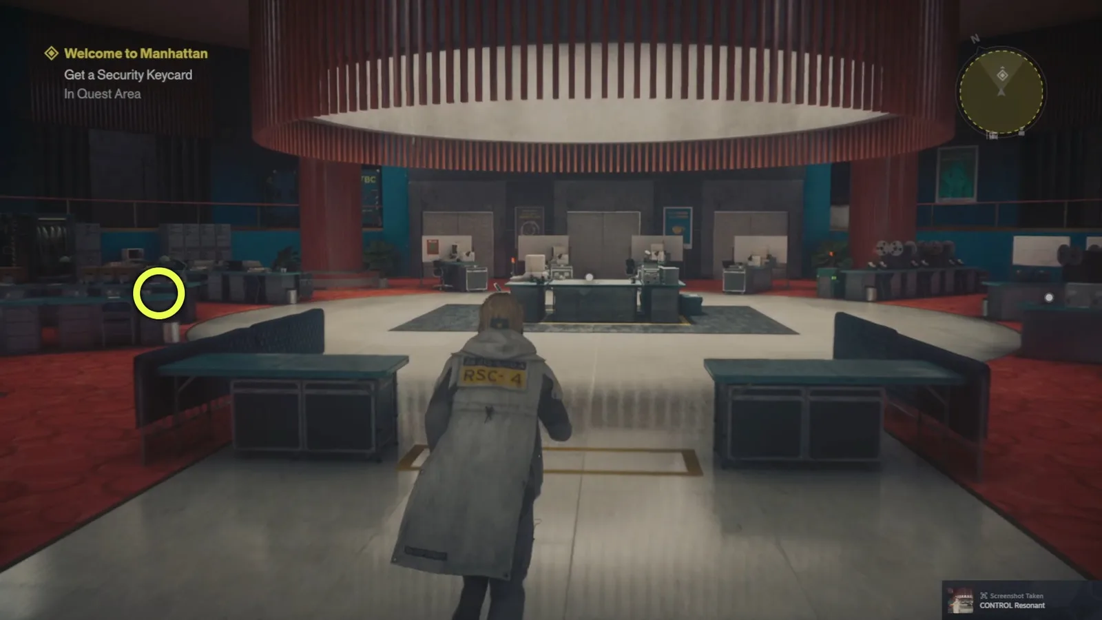 A screenshot from Control Resonant, showing the location the re-zd research collectible.
