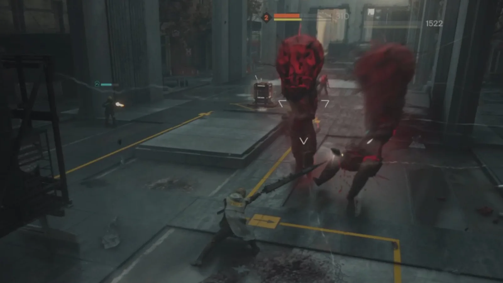 A screenshot from Control Resonant, showing Dylan defeating Hiss outside the Central checkpoint.