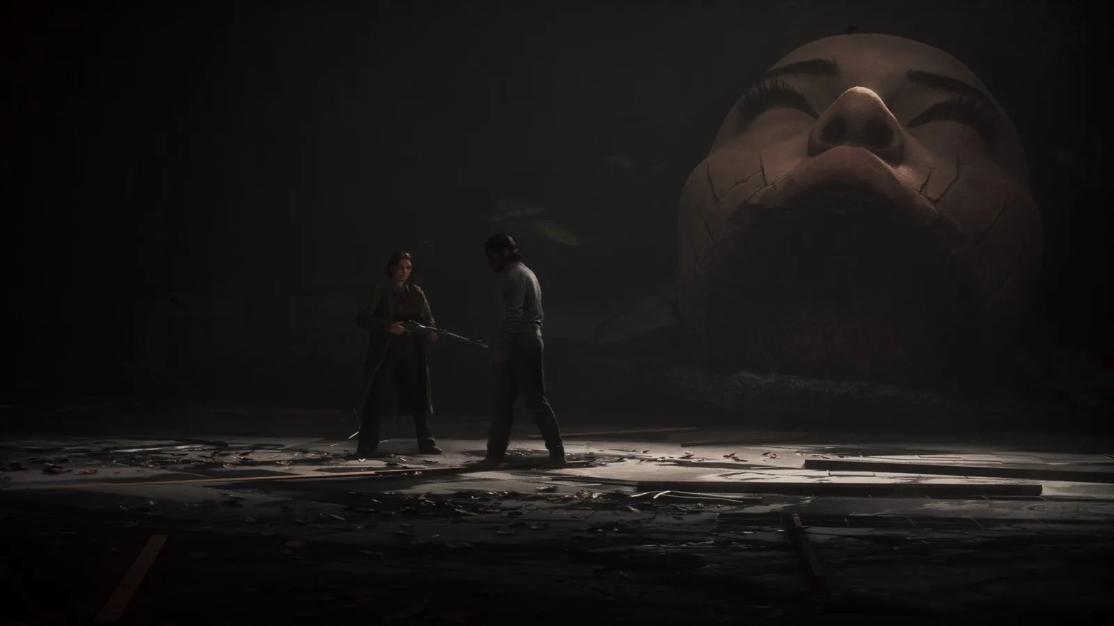 A screenshot from Control Resonant, showing the cutscene after the Artist is beaten.