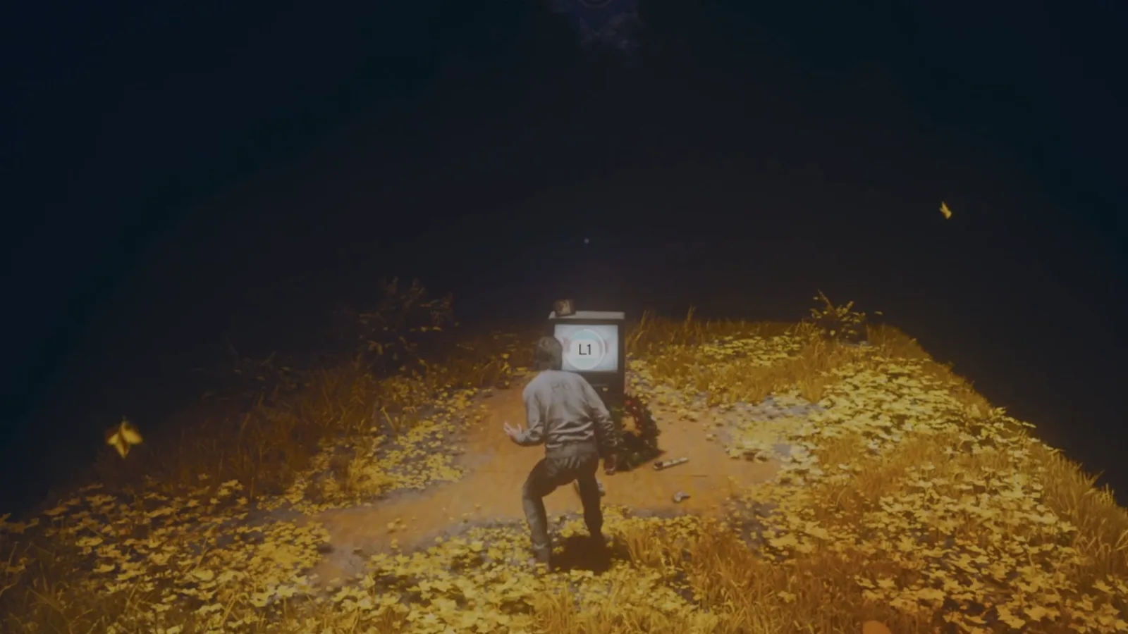 A screenshot from Control Resonant, showing the TVs you acquire new abilities from when chasing after Jesse.