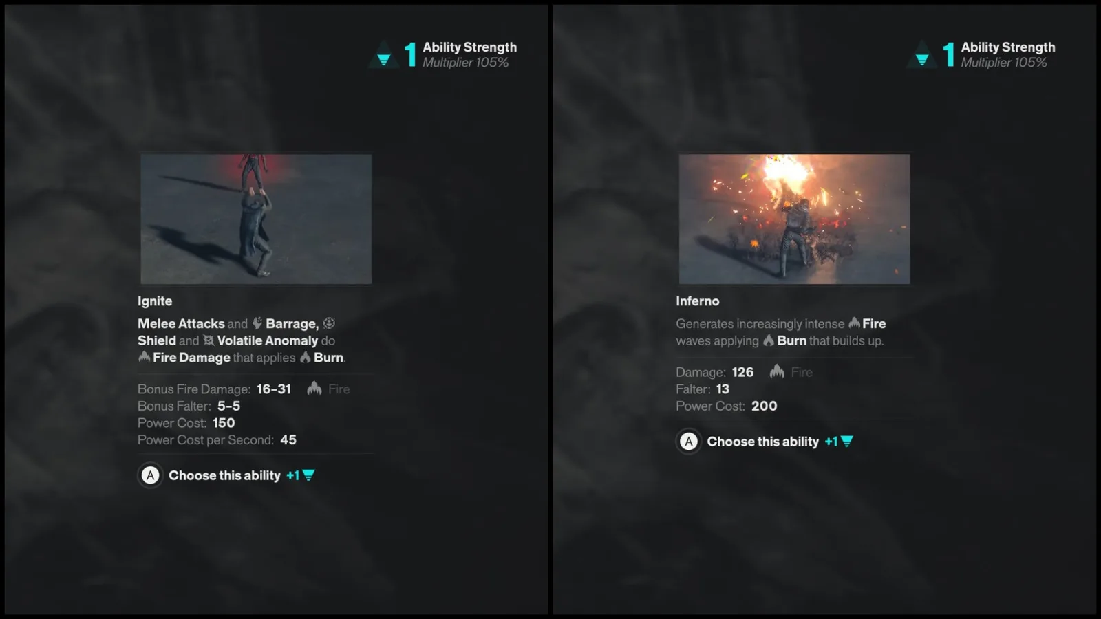 A collage of screenshots from Control Resonant's Central Resonant special abilities, showing off both Inferno and Ignite.