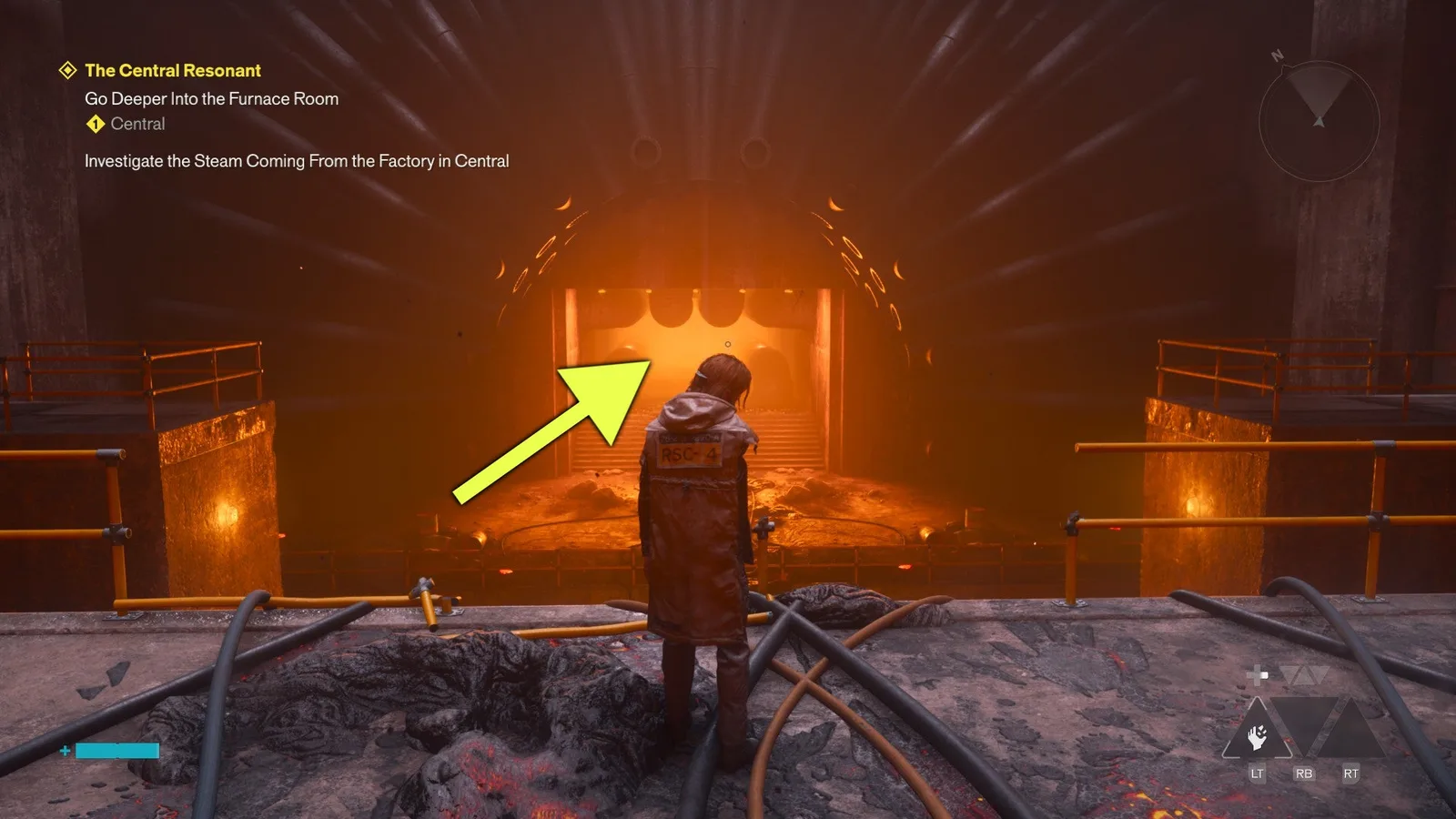 A screenshot from Control Resonant's Central Resonant mission, showing the location of the Deserter Boss arena.