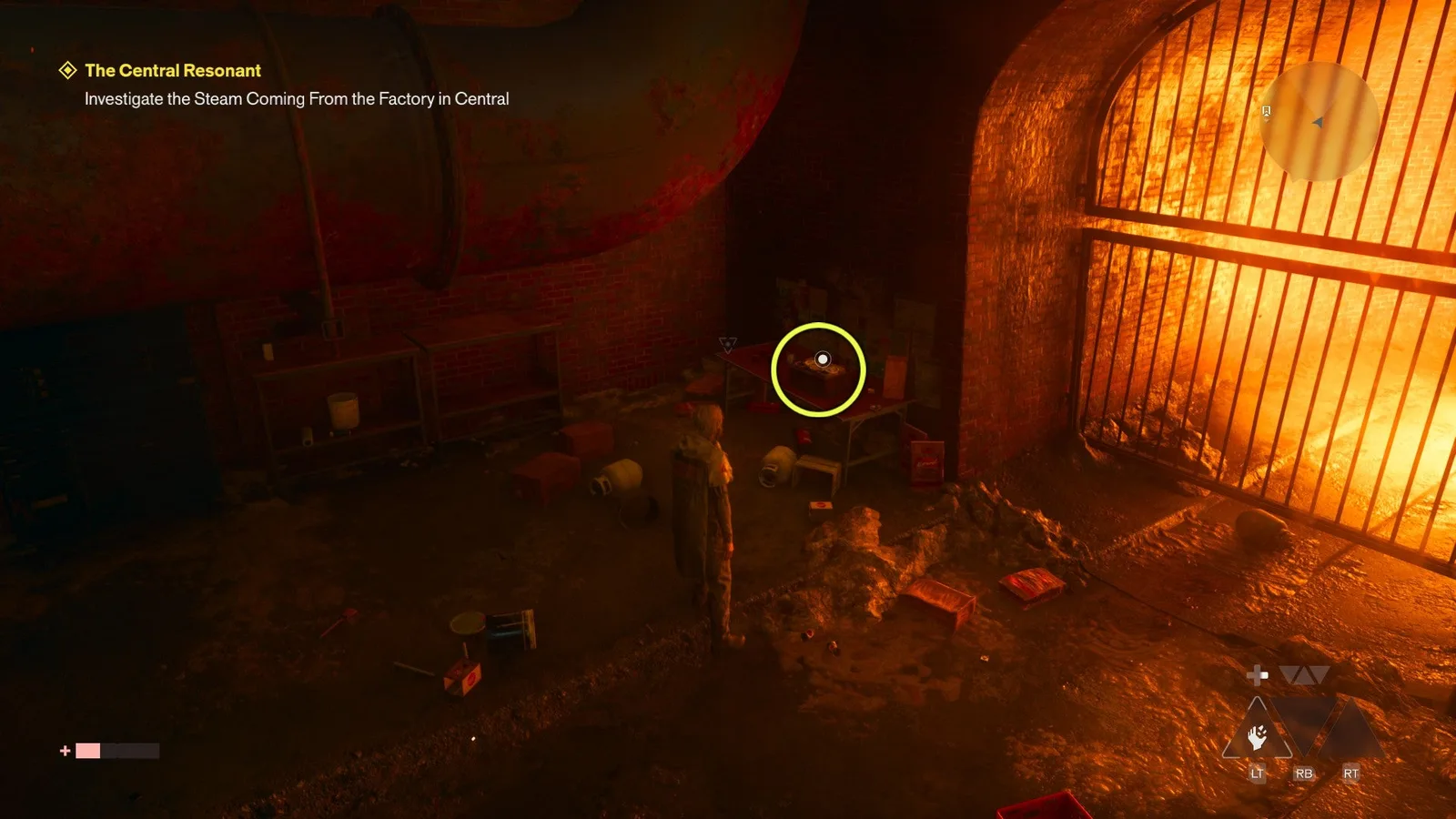 A screenshot from Control Resonant's Central Resonant mission, showing the location of factory log 1.