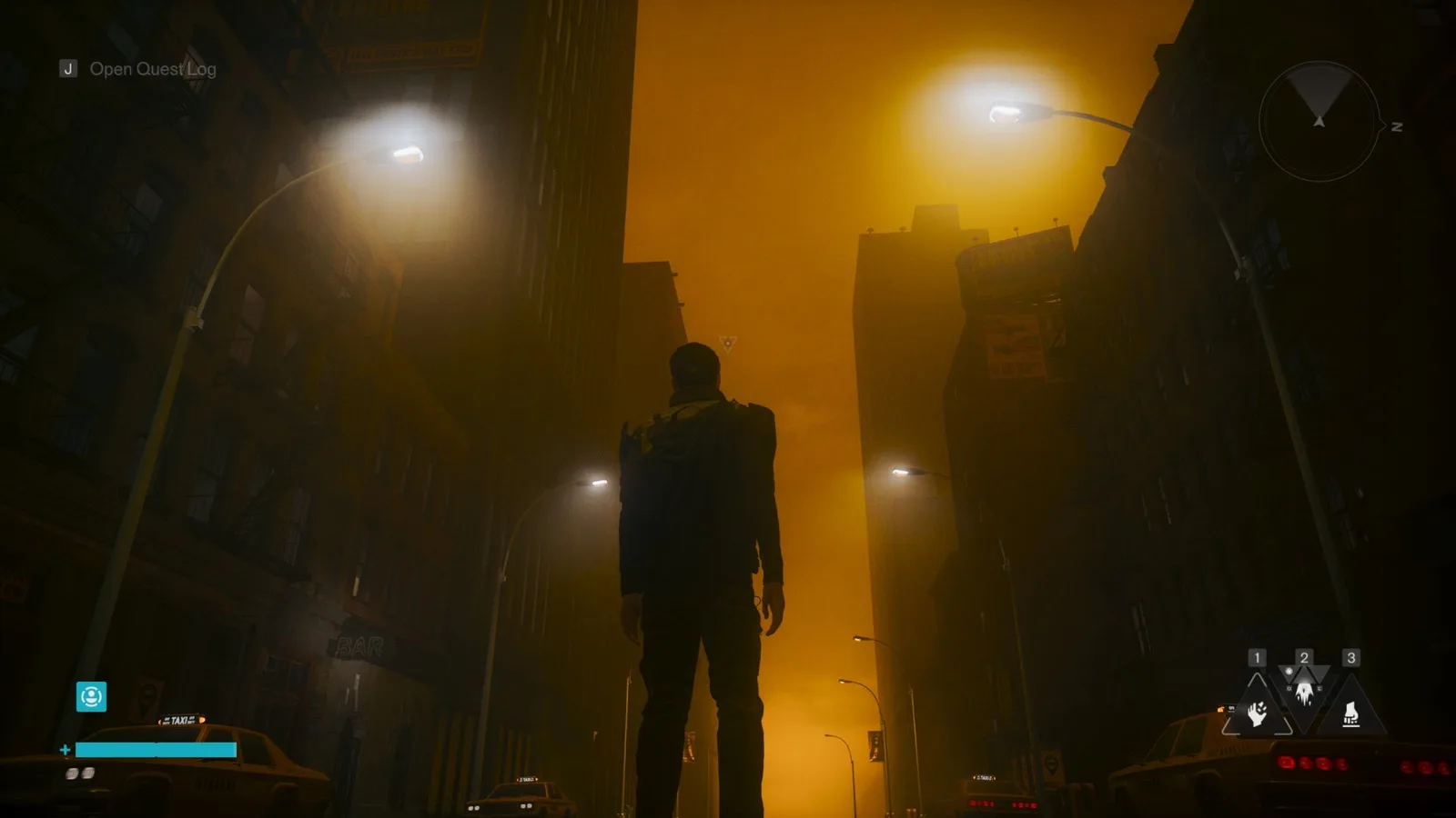 Dylan looks at streetlights in Control Resonant