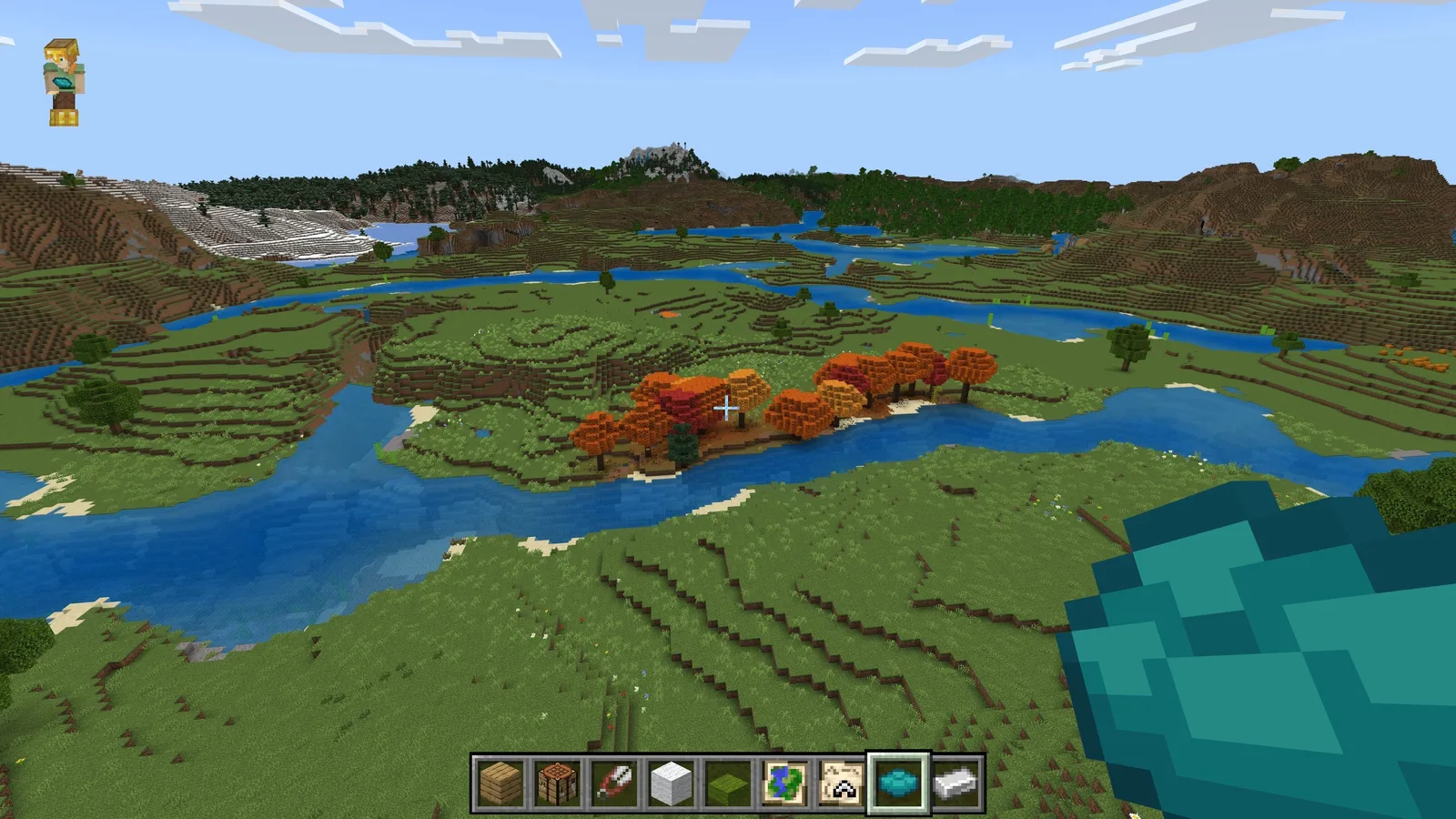 A wide shot of Minecraft's Dappled Forest biome
