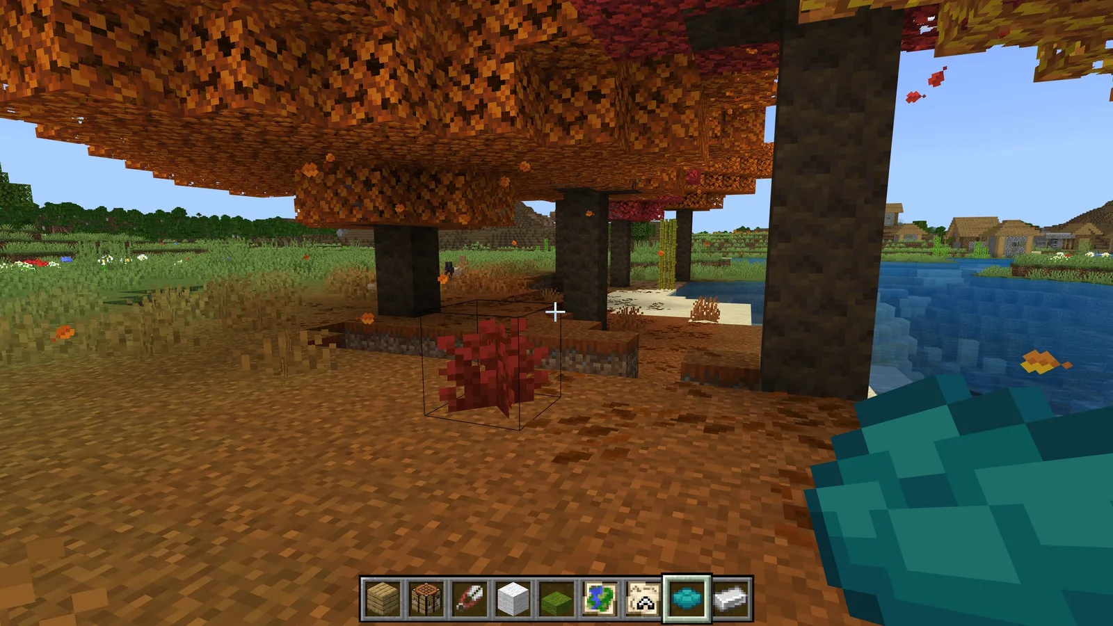 A red bush in Minecraft's Dappled Forest biome