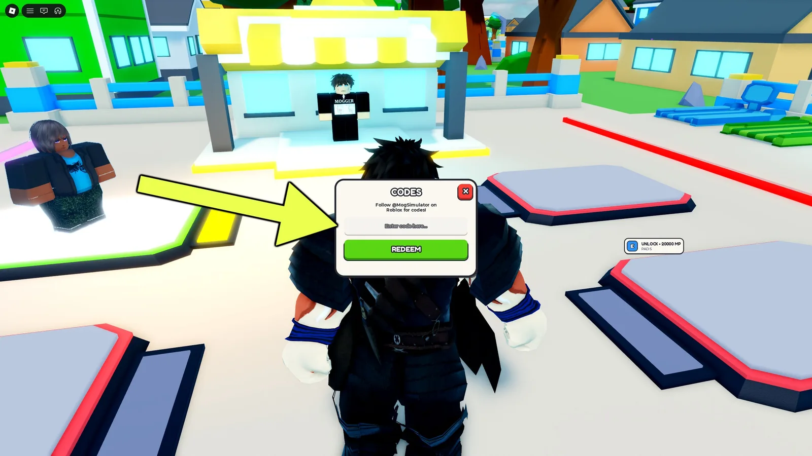 A screenshot from Mog Or Die, showing the codes box where you enter your codes.