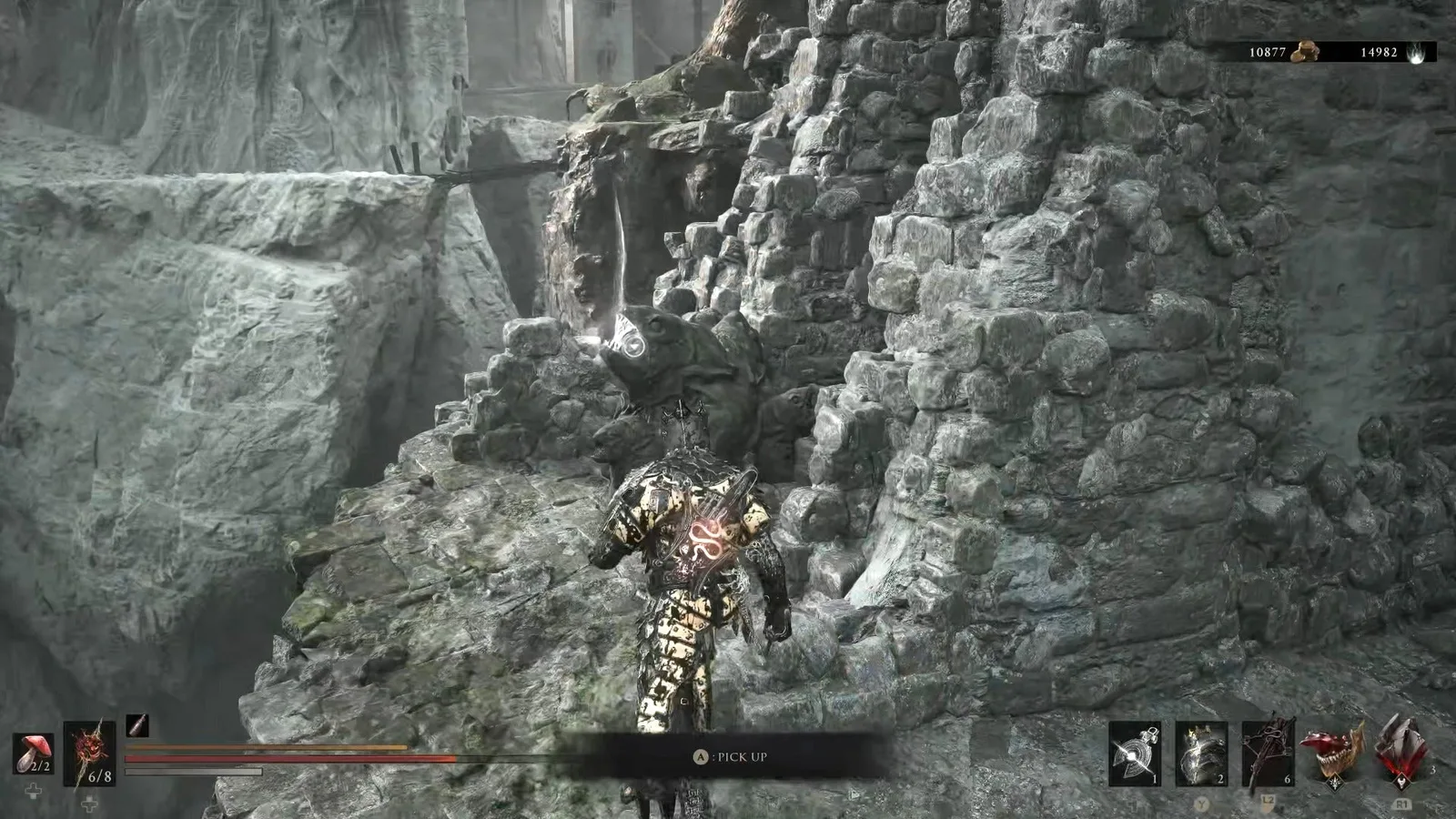 A Mortal Shell 2 screenshot showing the perfect path the player should take through Castigator's Keep according to Rock Paper Shotgun's full walkthrough of the game.